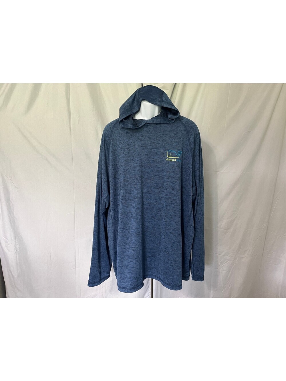 Vineyard Vines Men's Blue Marled Long Sleeve Hooded Performance Shirt XXL